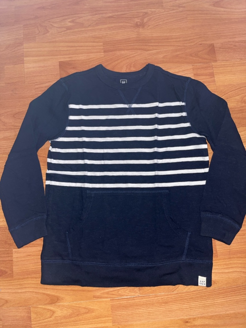 GAP Navy and White Striped Crewneck Sweatshirt - Boys